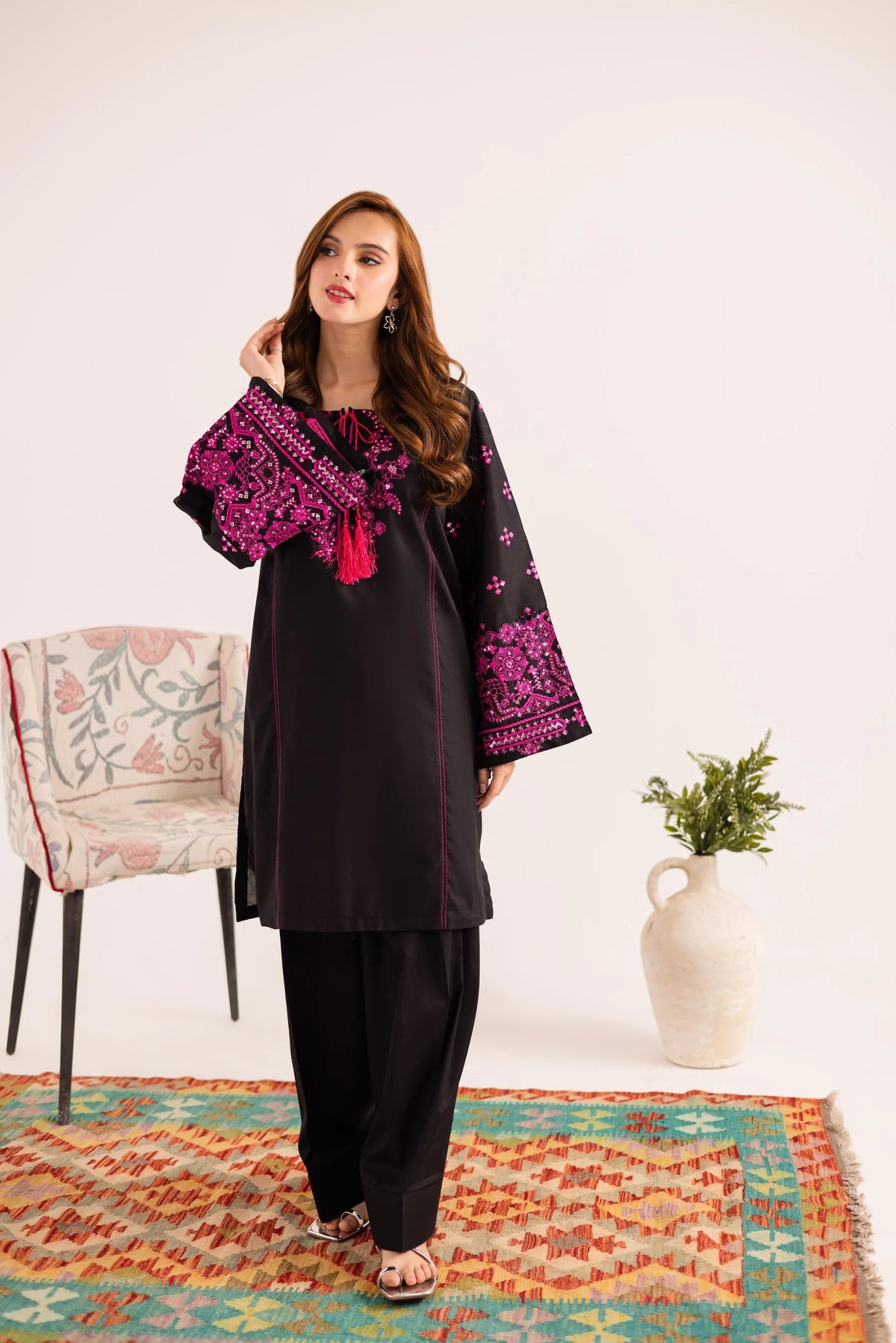 2PC Summer Embroidered Dress - 1135